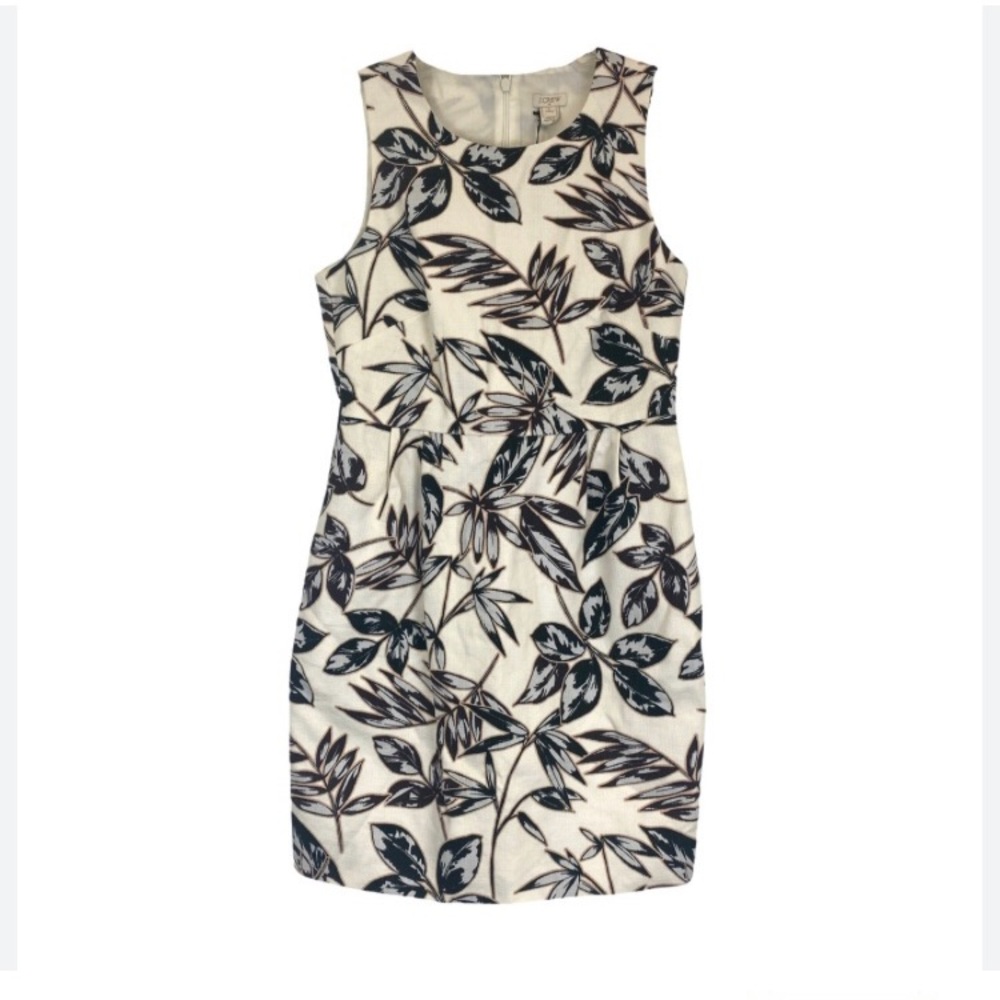 J Crew Leaf Patterned Pocketed Dress